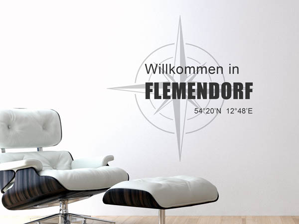 Wandtattoo Willkommen in Flemendorf mit den Koordinaten 54°20'N 12°48'E