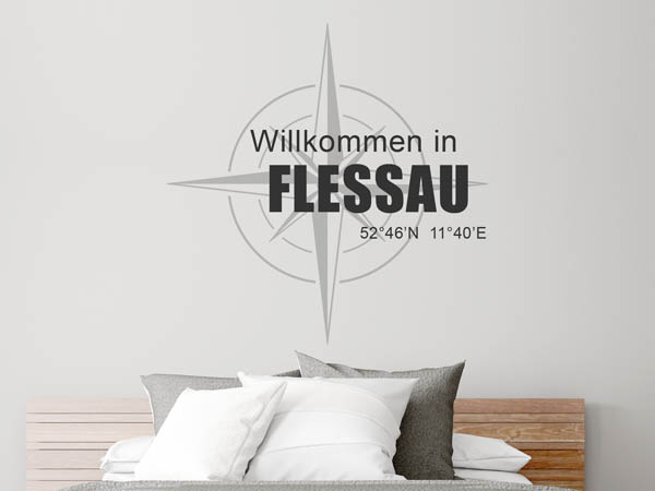 Wandtattoo Willkommen in Flessau mit den Koordinaten 52°46'N 11°40'E