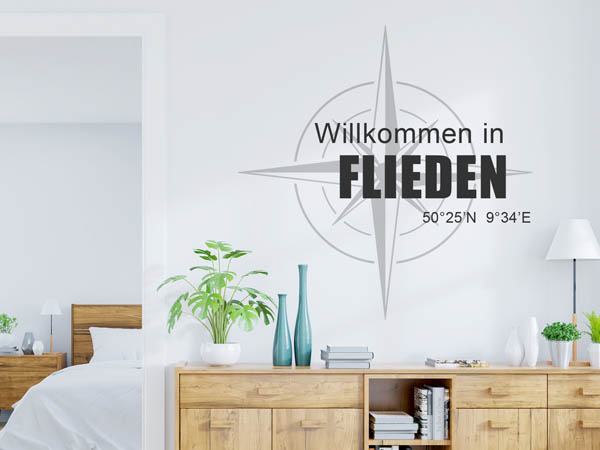 Wandtattoo Willkommen in Flieden mit den Koordinaten 50°25'N 9°34'E