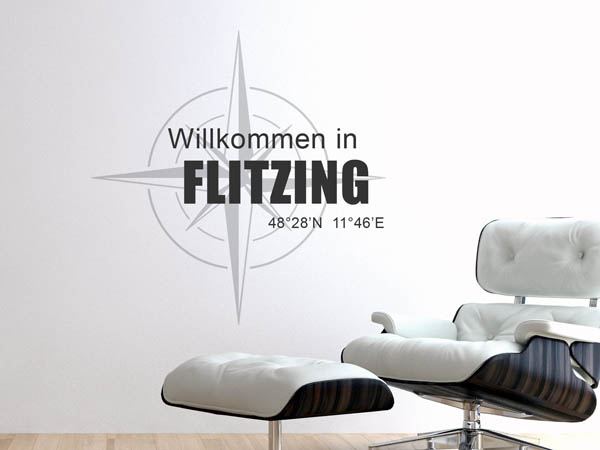 Wandtattoo Willkommen in Flitzing mit den Koordinaten 48°28'N 11°46'E