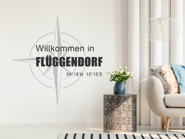 Wandtattoo Willkommen in Flüggendorf mit den Koordinaten 54°18'N 10°15'E