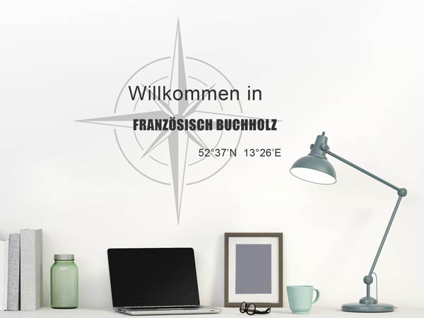 Wandtattoo Willkommen in Französisch Buchholz mit den Koordinaten 52°37'N 13°26'E