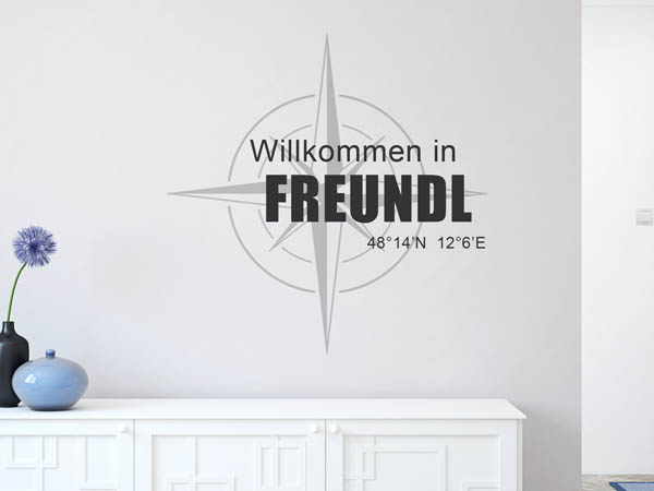 Wandtattoo Willkommen in Freundl mit den Koordinaten 48°14'N 12°6'E