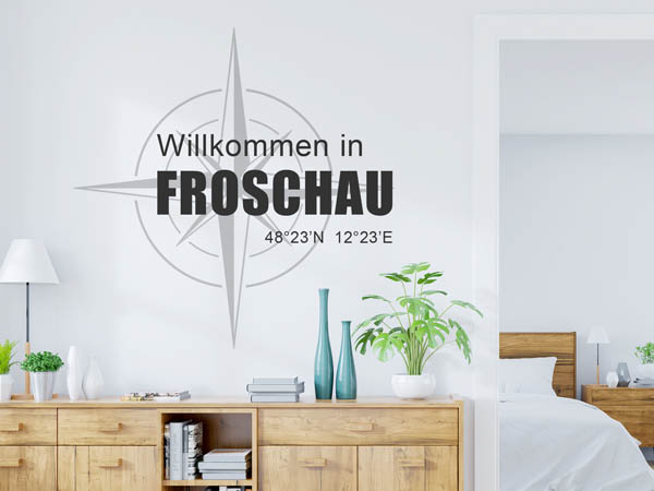 Wandtattoo Willkommen in Froschau mit den Koordinaten 48°23'N 12°23'E