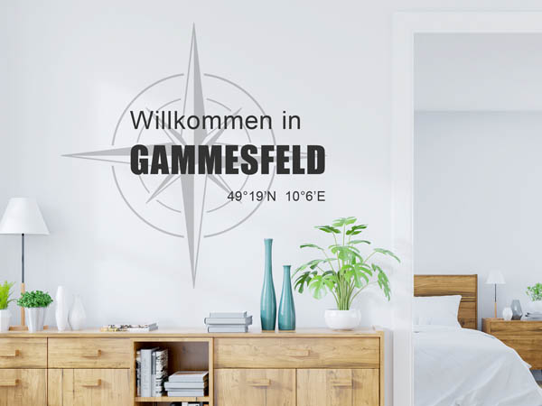 Wandtattoo Willkommen in Gammesfeld mit den Koordinaten 49°19'N 10°6'E