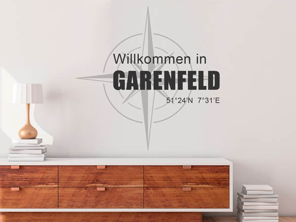 Wandtattoo Willkommen in Garenfeld mit den Koordinaten 51°24'N 7°31'E