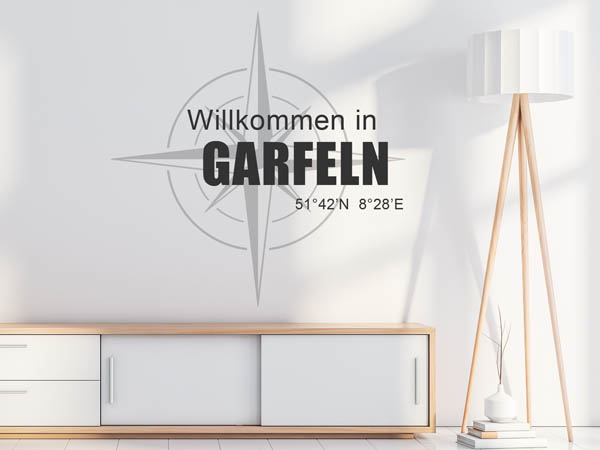 Wandtattoo Willkommen in Garfeln mit den Koordinaten 51°42'N 8°28'E