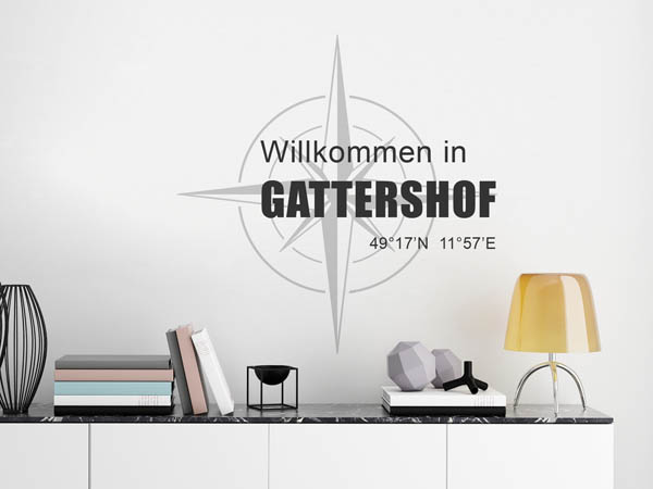 Wandtattoo Willkommen in Gattershof mit den Koordinaten 49°17'N 11°57'E