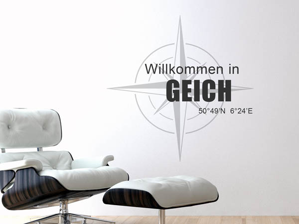 Wandtattoo Willkommen in Geich mit den Koordinaten 50°49'N 6°24'E