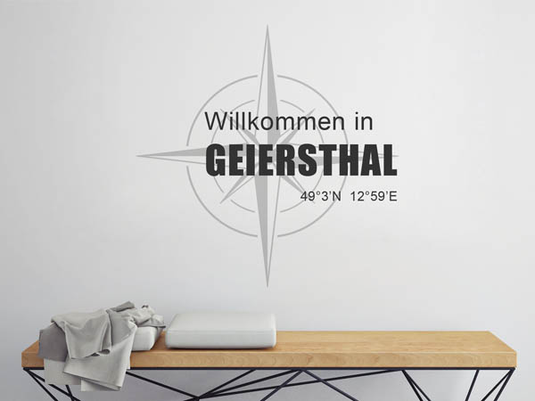 Wandtattoo Willkommen in Geiersthal mit den Koordinaten 49°3'N 12°59'E