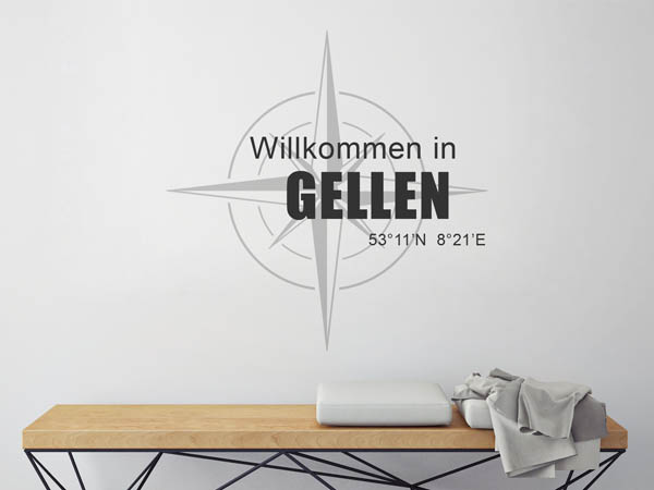 Wandtattoo Willkommen in Gellen mit den Koordinaten 53°11'N 8°21'E