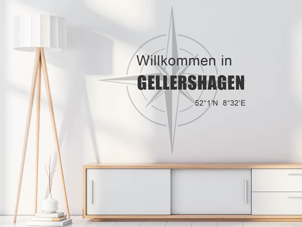 Wandtattoo Willkommen in Gellershagen mit den Koordinaten 52°1'N 8°32'E