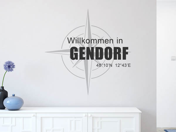 Wandtattoo Willkommen in Gendorf mit den Koordinaten 48°10'N 12°43'E