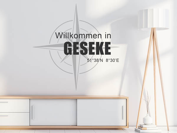 Wandtattoo Willkommen in Geseke mit den Koordinaten 51°38'N 8°30'E