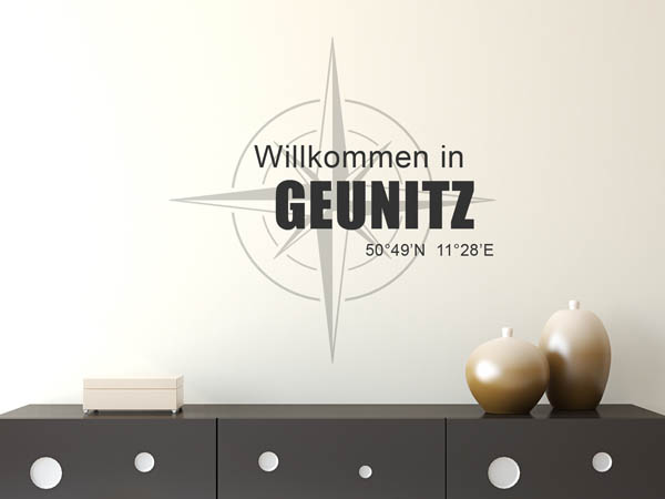 Wandtattoo Willkommen in Geunitz mit den Koordinaten 50°49'N 11°28'E