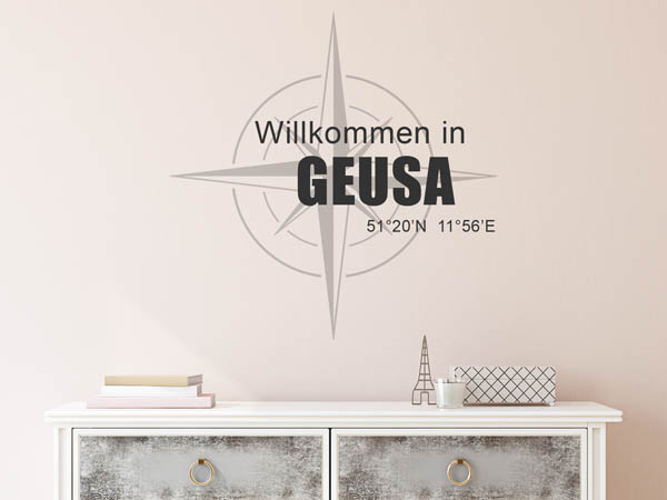 Wandtattoo Willkommen in Geusa mit den Koordinaten 51°20'N 11°56'E