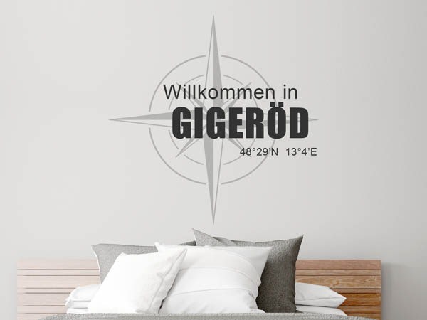 Wandtattoo Willkommen in Gigeröd mit den Koordinaten 48°29'N 13°4'E