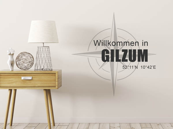 Wandtattoo Willkommen in Gilzum mit den Koordinaten 52°11'N 10°42'E