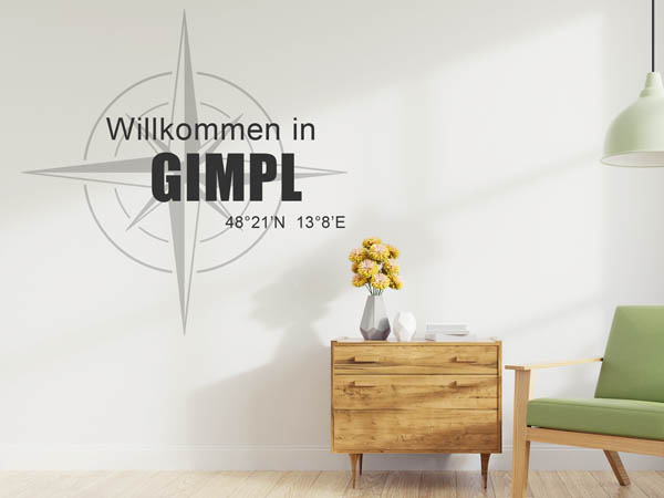 Wandtattoo Willkommen in Gimpl mit den Koordinaten 48°21'N 13°8'E