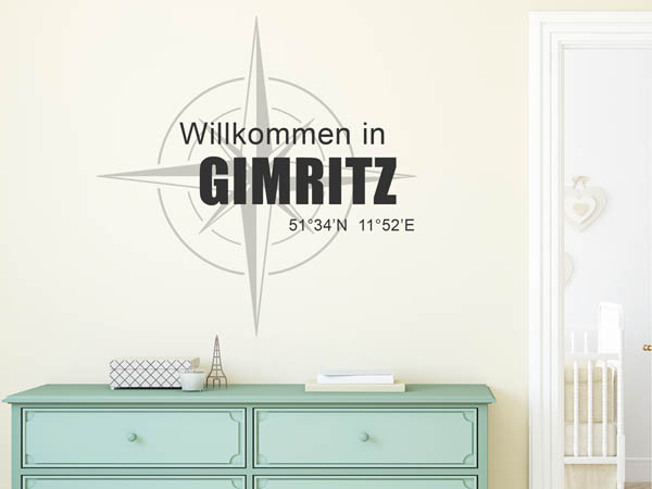 Wandtattoo Willkommen in Gimritz mit den Koordinaten 51°34'N 11°52'E
