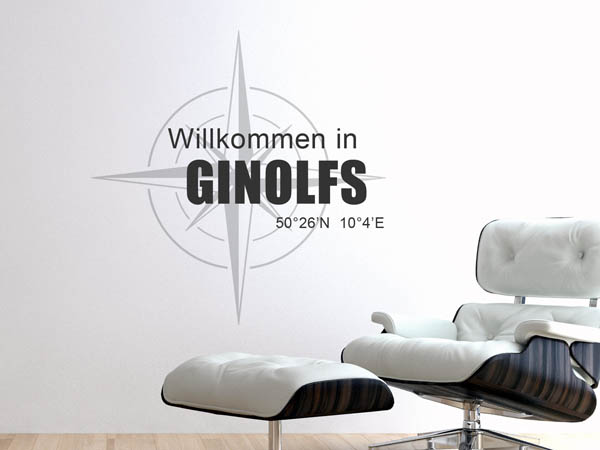 Wandtattoo Willkommen in Ginolfs mit den Koordinaten 50°26'N 10°4'E