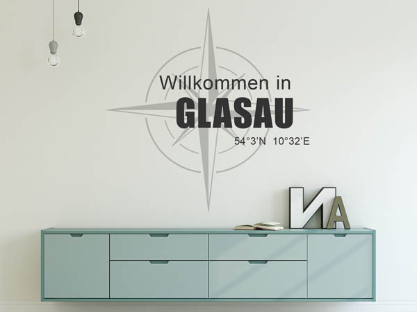 Wandtattoo Willkommen in Glasau mit den Koordinaten 54°3'N 10°32'E