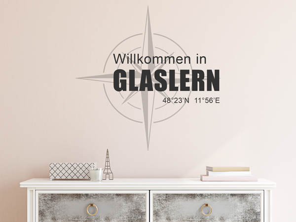 Wandtattoo Willkommen in Glaslern mit den Koordinaten 48°23'N 11°56'E