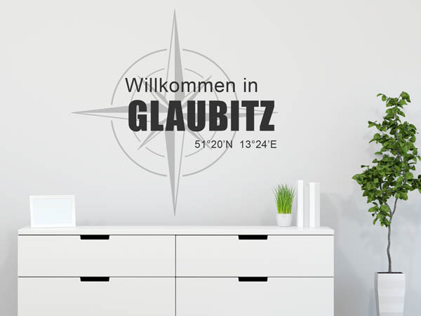 Wandtattoo Willkommen in Glaubitz mit den Koordinaten 51°20'N 13°24'E