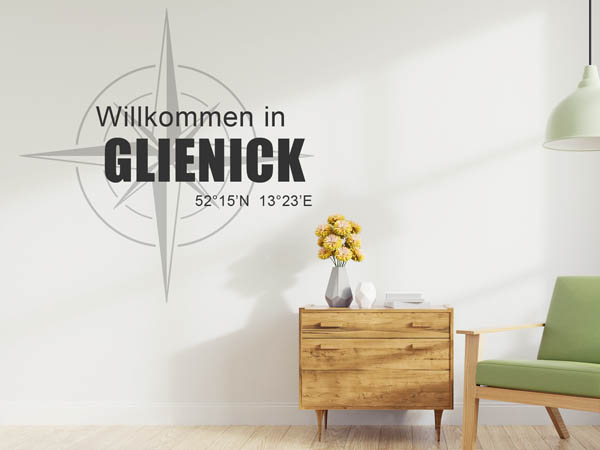 Wandtattoo Willkommen in Glienick mit den Koordinaten 52°15'N 13°23'E