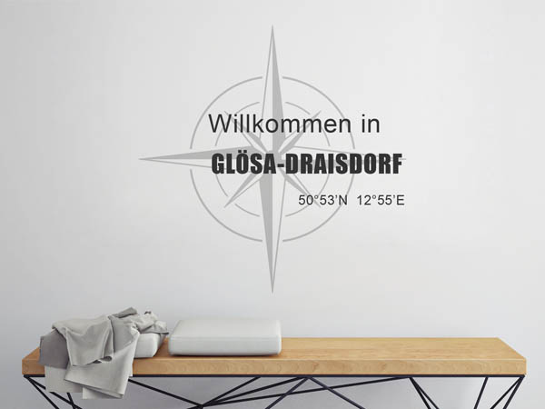 Wandtattoo Willkommen in Glösa-Draisdorf mit den Koordinaten 50°53'N 12°55'E