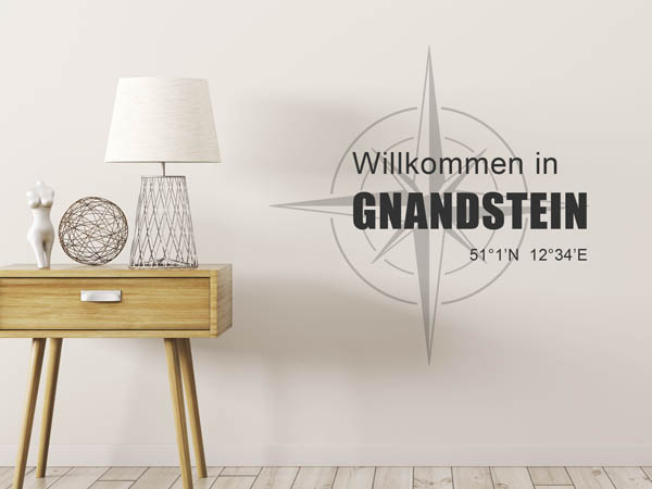 Wandtattoo Willkommen in Gnandstein mit den Koordinaten 51°1'N 12°34'E