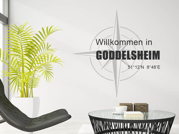 Wandtattoo Willkommen in Goddelsheim mit den Koordinaten 51°12'N 8°48'E