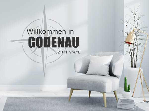 Wandtattoo Willkommen in Godenau mit den Koordinaten 52°1'N 9°47'E