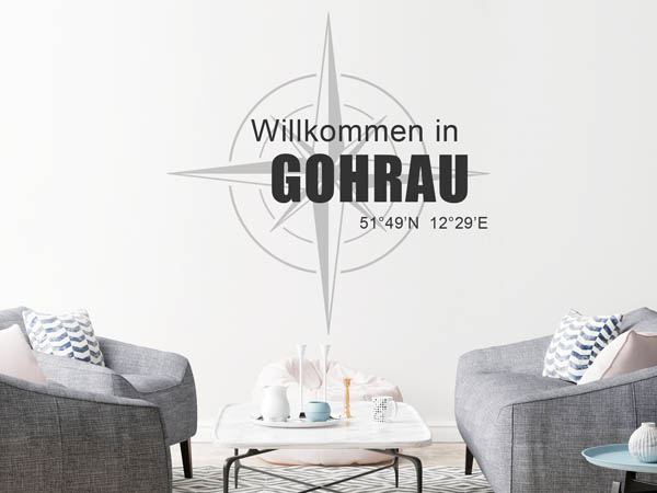 Wandtattoo Willkommen in Gohrau mit den Koordinaten 51°49'N 12°29'E