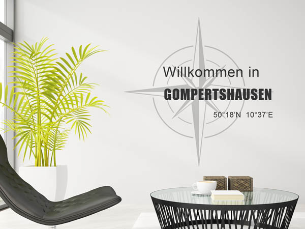 Wandtattoo Willkommen in Gompertshausen mit den Koordinaten 50°18'N 10°37'E