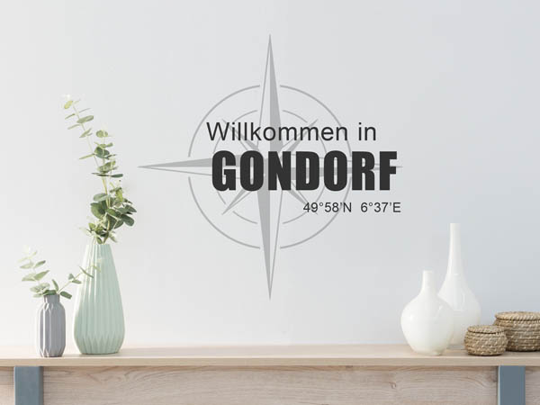 Wandtattoo Willkommen in Gondorf mit den Koordinaten 49°58'N 6°37'E