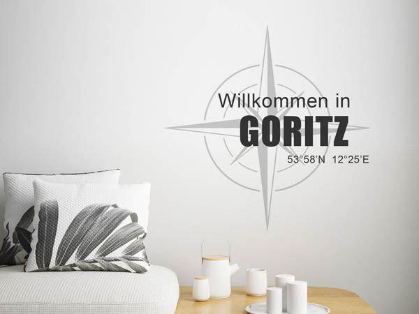 Wandtattoo Willkommen in Goritz mit den Koordinaten 53°58'N 12°25'E