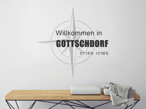 Wandtattoo Willkommen in Gottschdorf mit den Koordinaten 51°18'N 13°58'E