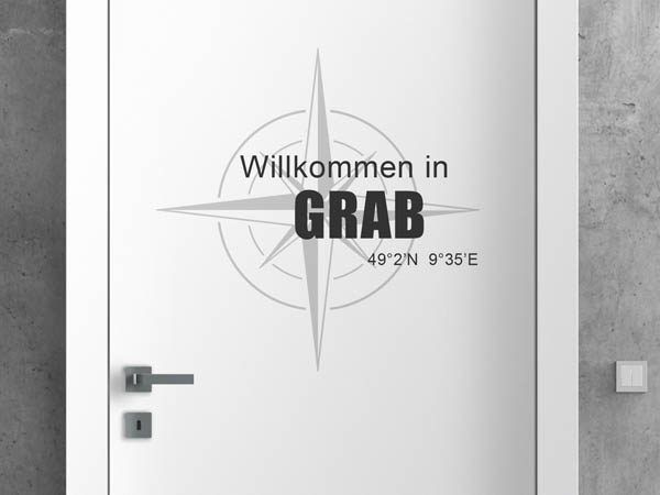 Wandtattoo Willkommen in Grab mit den Koordinaten 49°2'N 9°35'E