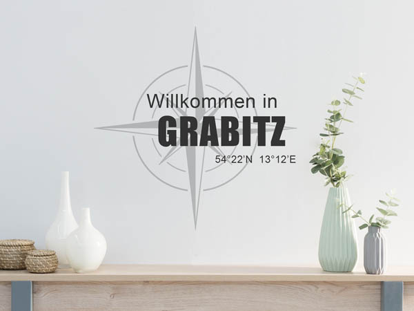 Wandtattoo Willkommen in Grabitz mit den Koordinaten 54°22'N 13°12'E