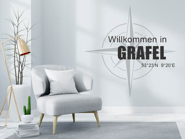 Wandtattoo Willkommen in Grafel mit den Koordinaten 53°23'N 9°20'E