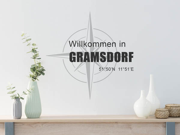 Wandtattoo Willkommen in Gramsdorf mit den Koordinaten 51°50'N 11°51'E
