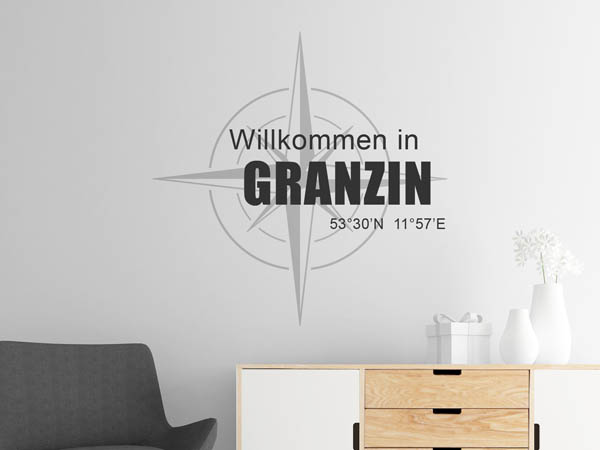 Wandtattoo Willkommen in Granzin mit den Koordinaten 53°30'N 11°57'E