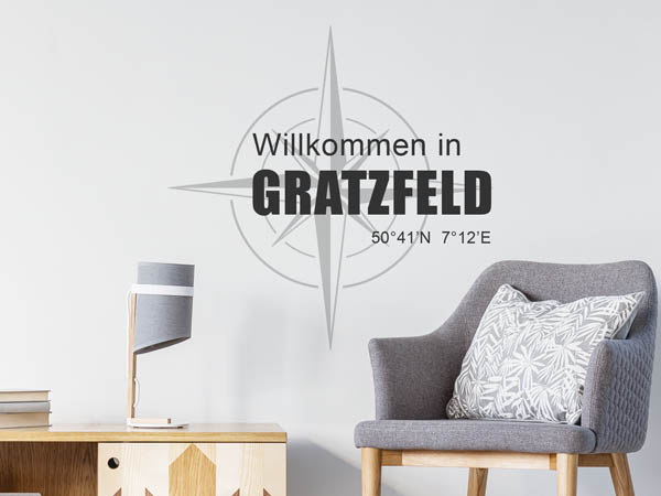 Wandtattoo Willkommen in Gratzfeld mit den Koordinaten 50°41'N 7°12'E