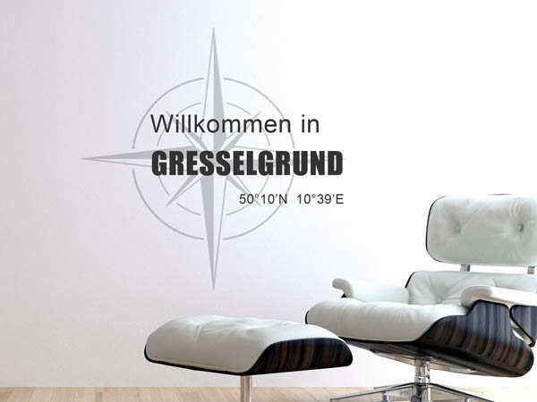 Wandtattoo Willkommen in Gresselgrund mit den Koordinaten 50°10'N 10°39'E