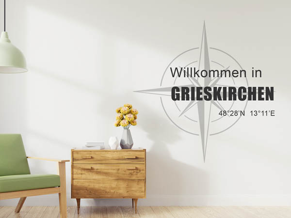 Wandtattoo Willkommen in Grieskirchen mit den Koordinaten 48°28'N 13°11'E