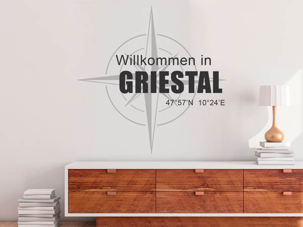 Wandtattoo Willkommen in Griestal mit den Koordinaten 47°57'N 10°24'E