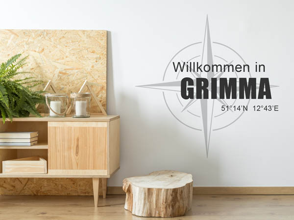 Wandtattoo Willkommen in Grimma mit den Koordinaten 51°14'N 12°43'E