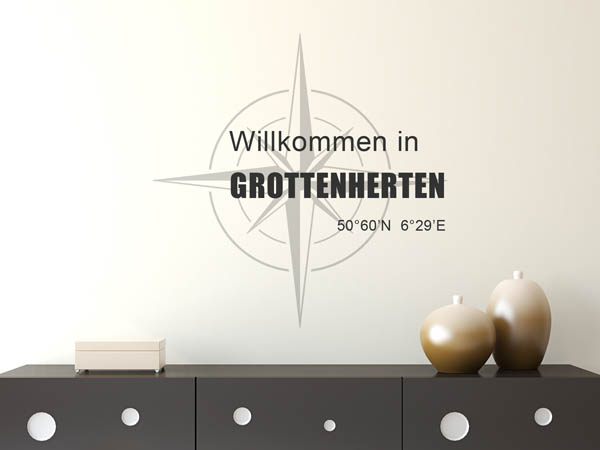 Wandtattoo Willkommen in Grottenherten mit den Koordinaten 50°60'N 6°29'E