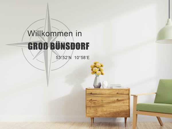 Wandtattoo Willkommen in Groß Bünsdorf mit den Koordinaten 53°52'N 10°58'E